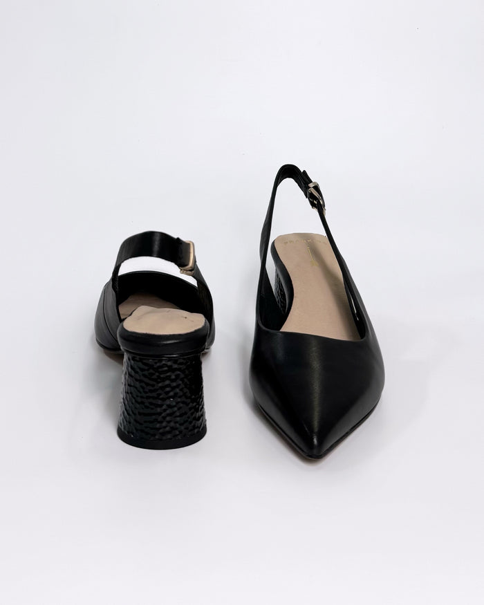 Black Leather Slingback Heel | Gretel Lane