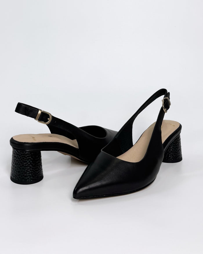 Black Leather Slingback Heel | Gretel Lane