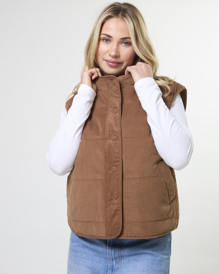 Stella + Gemma Kenzie Corduroy Puffer Vest in Ginger | Women's Vests | Gretel Lane