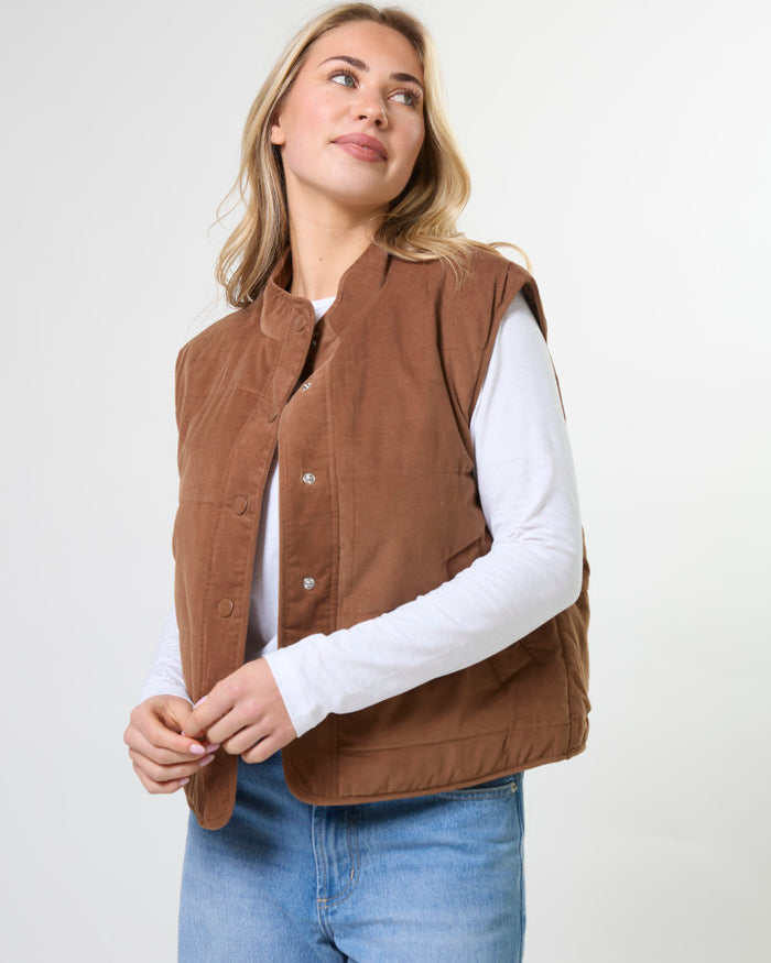 Stella + Gemma Kenzie Corduroy Puffer Vest in Ginger | Women's Vests | Gretel Lane