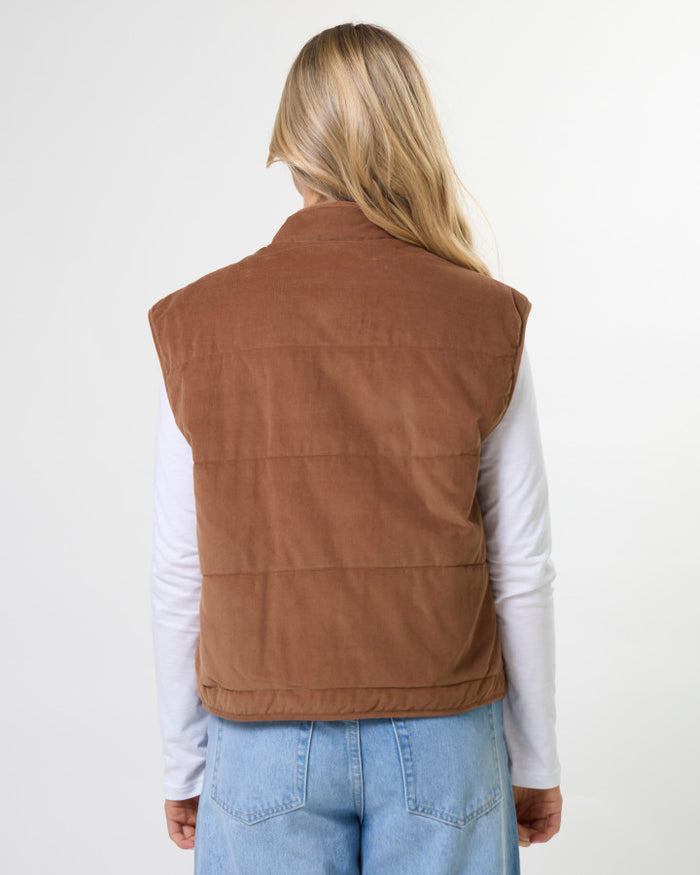 Stella + Gemma Kenzie Corduroy Puffer Vest in Ginger | Women's Vests | Gretel Lane