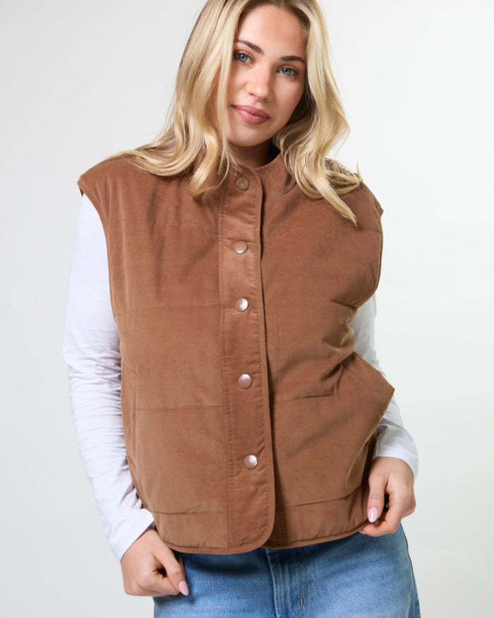 Stella + Gemma Kenzie Corduroy Puffer Vest in Ginger | Women's Vests | Gretel Lane