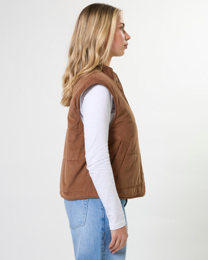 Stella + Gemma Kenzie Corduroy Puffer Vest in Ginger | Women's Vests | Gretel Lane