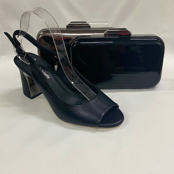 Kianna Leather Block Heels - Black