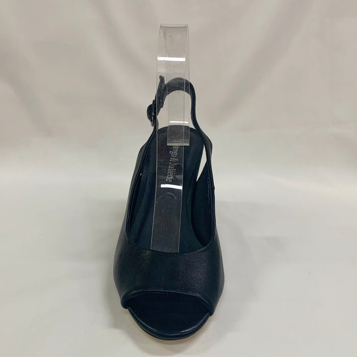 Kianna Leather Block Heels - Black