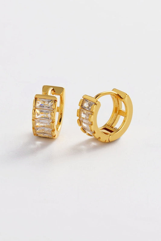 Zafino Clear Crystal Kira Huggie Earrings in Gold | Gretel Lane
