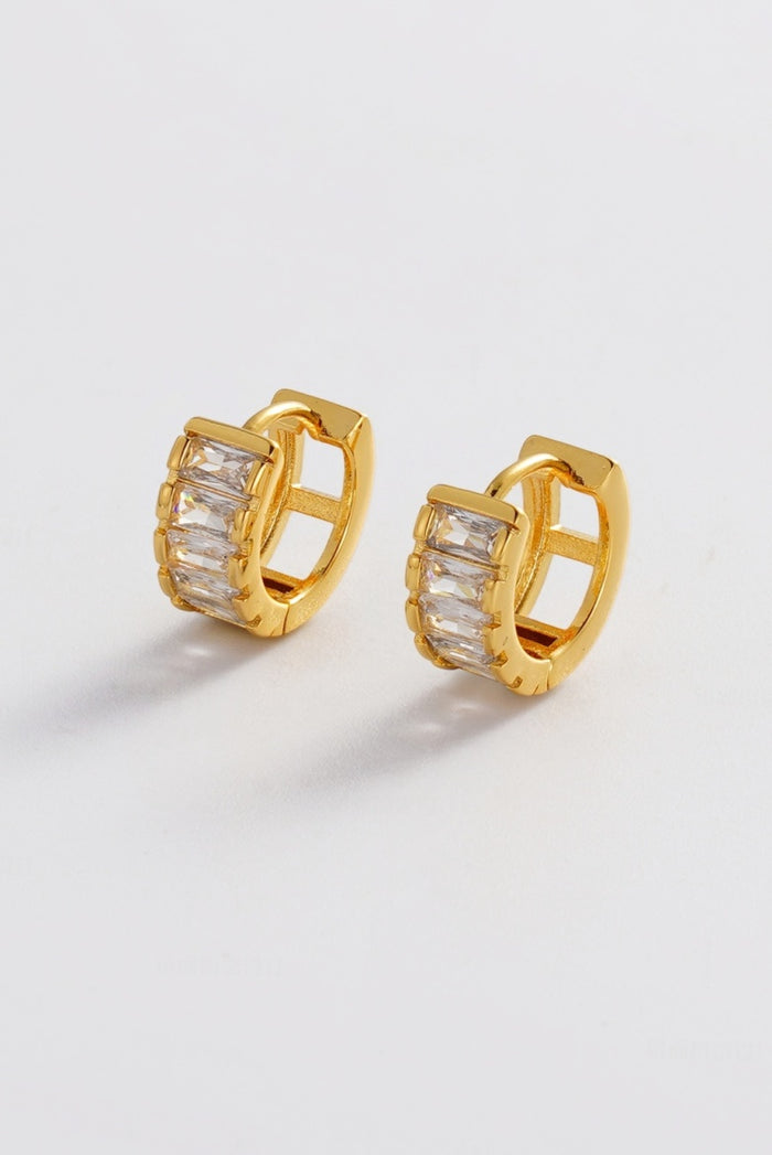 Zafino Clear Crystal Kira Huggie Earrings in Gold | Gretel Lane