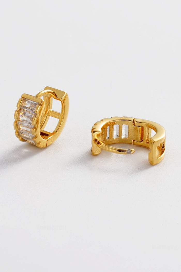 Zafino Clear Crystal Kira Huggie Earrings in Gold | Gretel Lane
