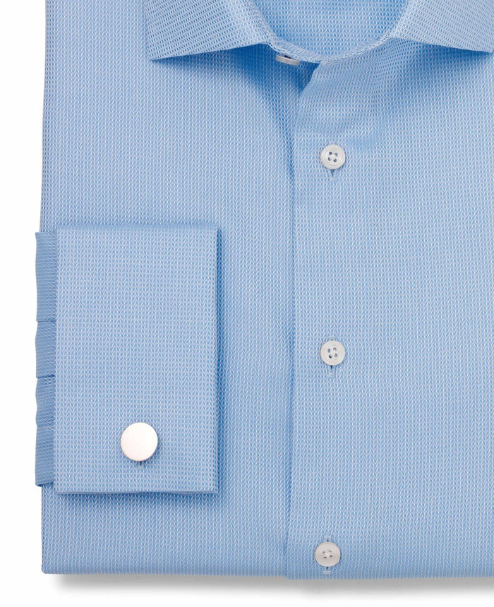kirk blue dobby made to measure shirt cuff detail
