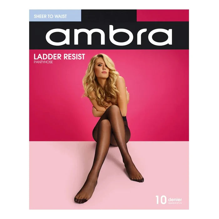 Women’s Ladder Resist sheer Pantyhose - Black | Reinforced toe black stockings