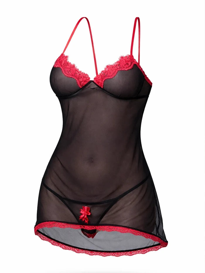 Ladies Fishnet Chemise Nightdress