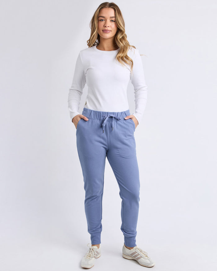 Foxwood Women's Light Blue Cotton Track Lazy Days Pant | Gretel Lane