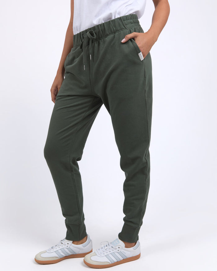Foxwood Women's Khaki Cotton Lazy Days Track Pant | Gretel Lane