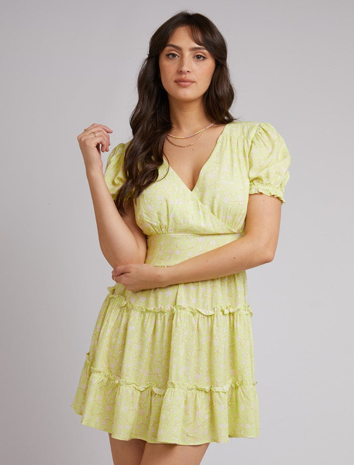 Women’s Floral Mini Dress - lemon