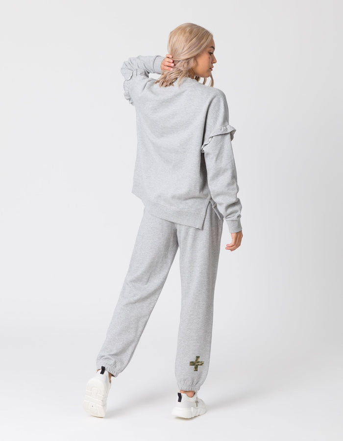 Lexi Ruffle Women's grey sweatshirt | Stella + Gemma