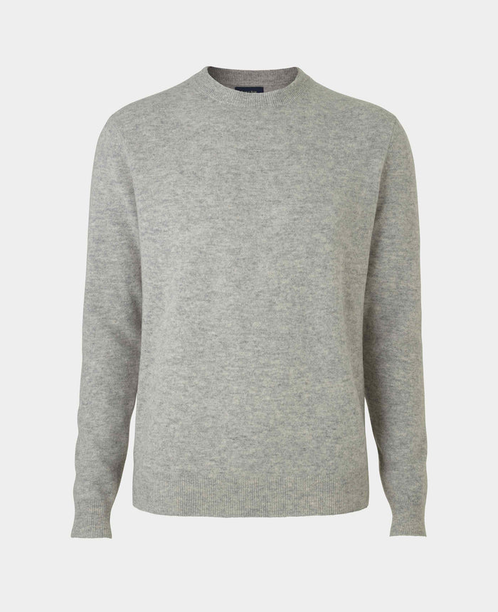 light grey merino wool cashmere crew neck jumper mkw565lgy MQN grey