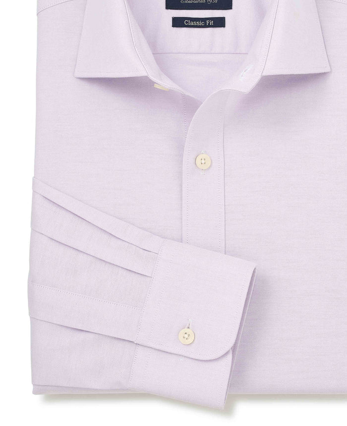Men's Lilac Pinpoint Cotton Classic Fit Formal Shirt With Single Cuffs sleeve detail
