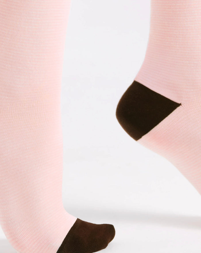 Levante Lina Fine Stripe Cotton Crew Sock in Rosette | Women's Socks | Gretel Lane