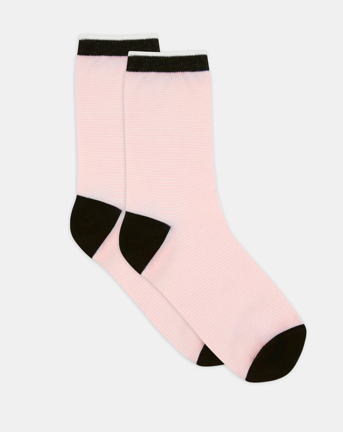 Levante Lina Fine Stripe Cotton Crew Sock in Rosette | Women's Socks | Gretel Lane