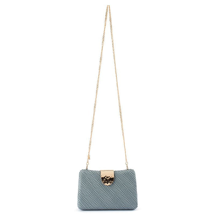 Olga Berg Women's Blue Woven Vegan Leather Clutch Bag | Gretel Lane