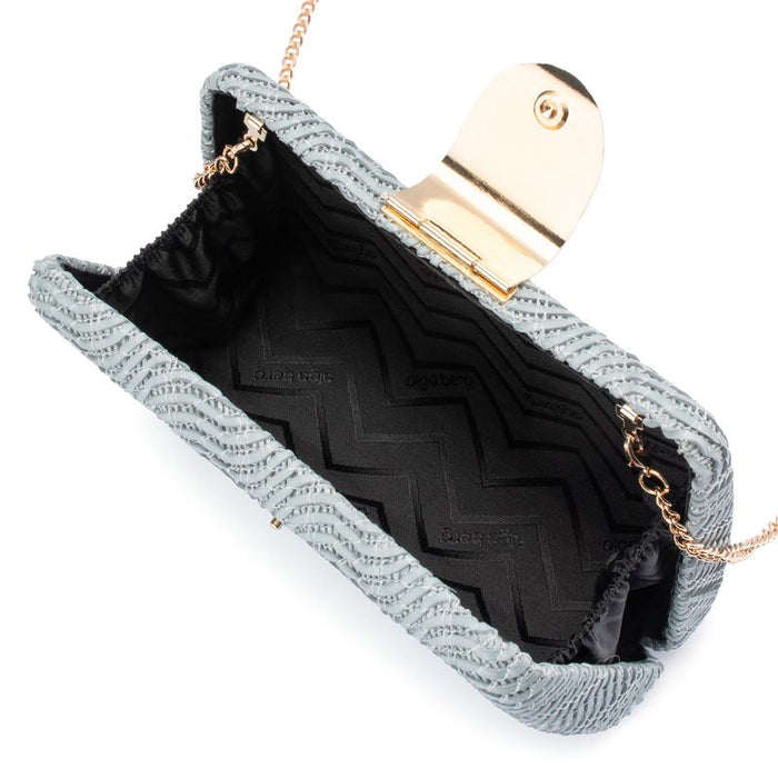Olga Berg Women's Blue Woven Vegan Leather Clutch Bag | Gretel Lane