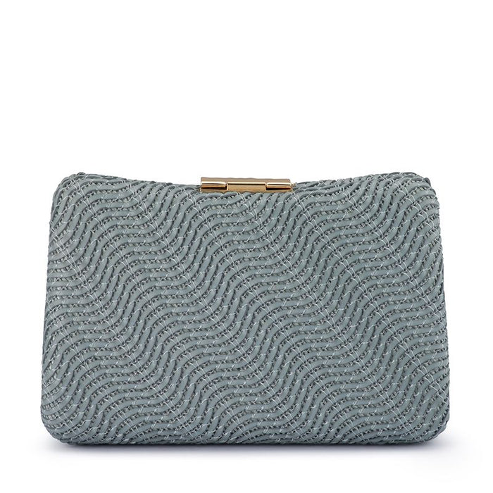 Olga Berg Women's Blue Woven Vegan Leather Clutch Bag | Gretel Lane