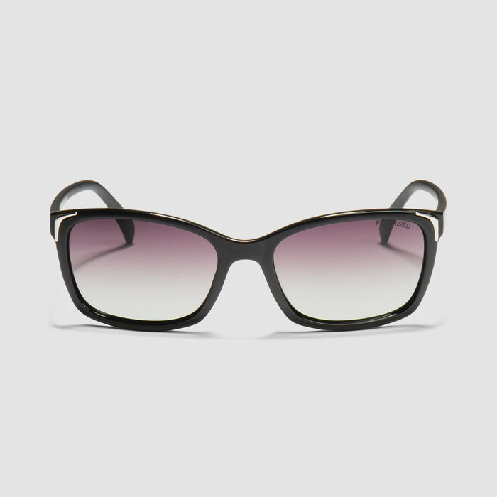 Locello Little Leticia Rectangular Polarised Sunglasses Black | Women's Sunglasses | Gretel Lane