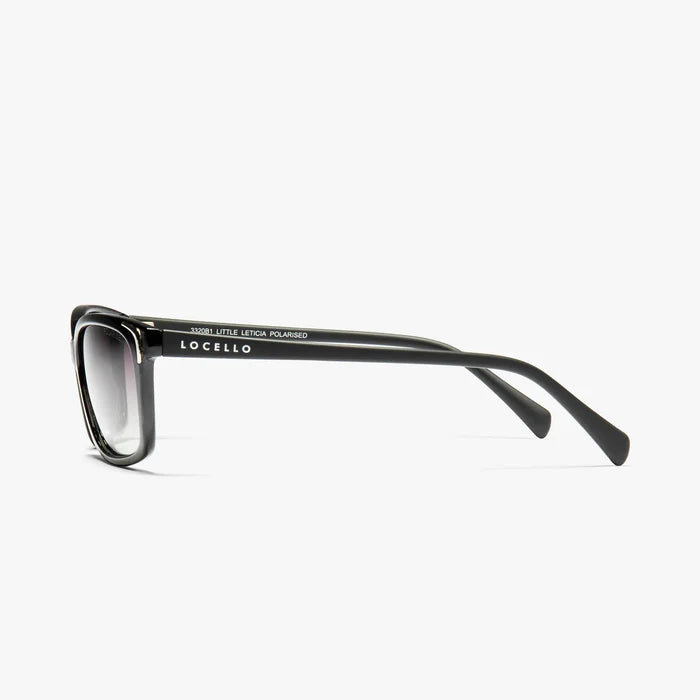 Locello Little Leticia Rectangular Polarised Sunglasses Black | Women's Sunglasses | Gretel Lane