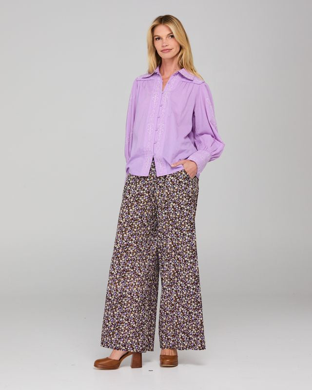 Boom Shankar Women's Purple Floral Print Luca Pant | Gretel Lane
