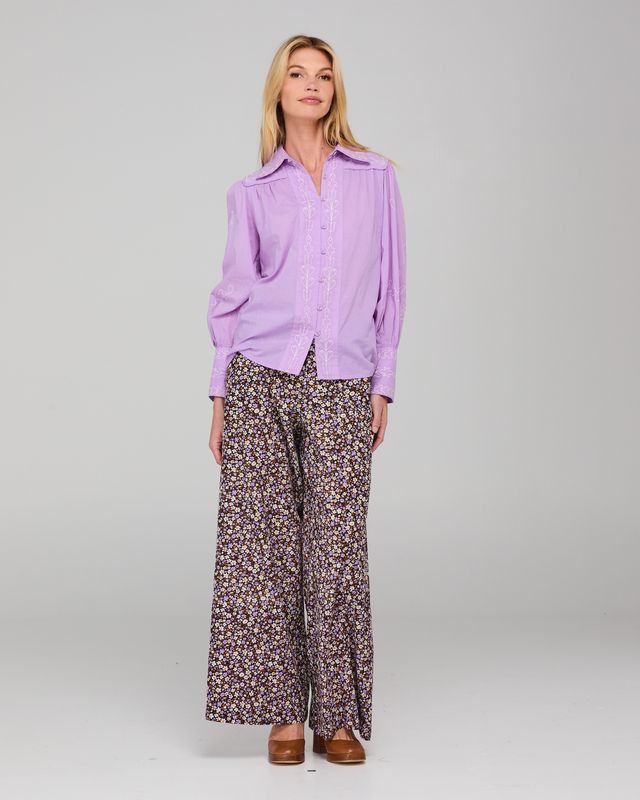 Boom Shankar Women's Purple Floral Print Luca Pant | Gretel Lane