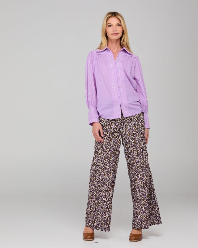Boom Shankar Women's Purple Floral Print Luca Pant | Gretel Lane