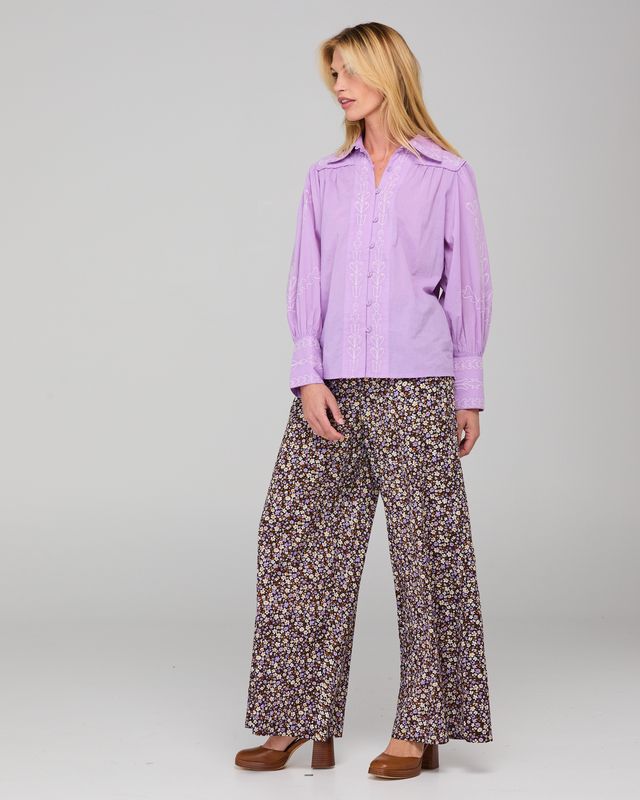 Boom Shankar Women's Purple Floral Print Luca Pant | Gretel Lane