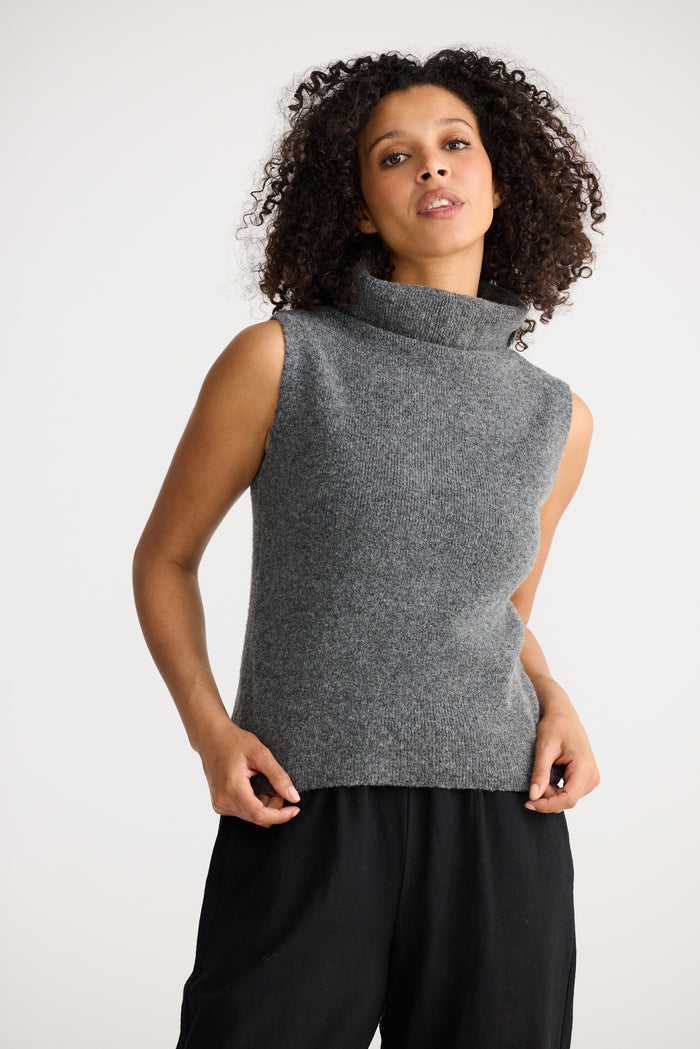 The Shanty Corp Lucerne Sleeveless Knit Top in Charcoal | Women's Knit | Gretel Lane