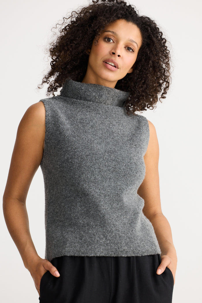 The Shanty Corp Lucerne Sleeveless Knit Top in Charcoal | Women's Knit | Gretel Lane