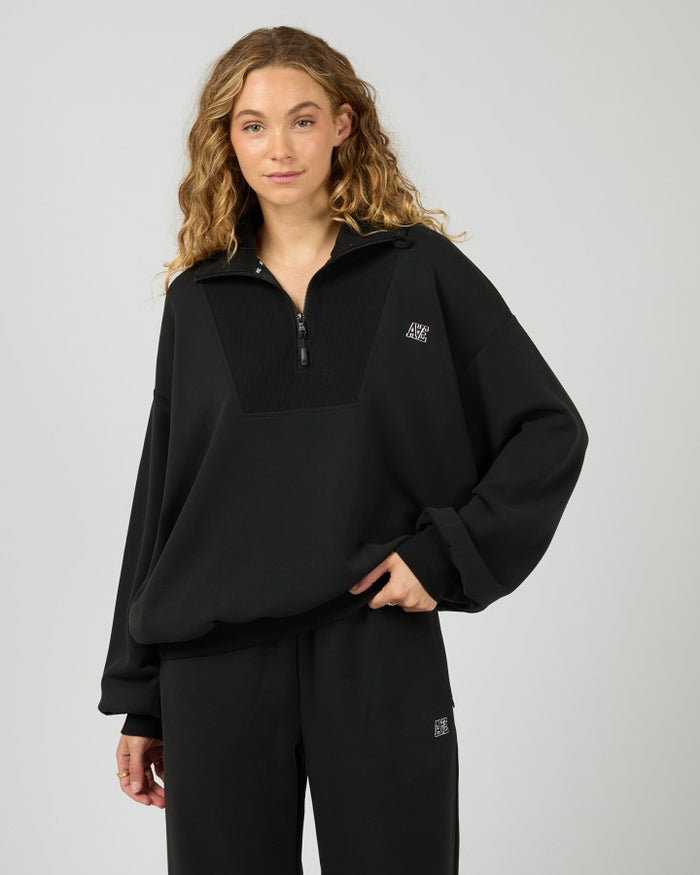 All About Eve Luxe Active 1/4 Zip Sweatshirt in Black | Women's Clothing | Gretel Lane