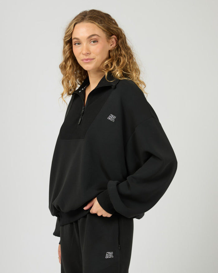 All About Eve Luxe Active 1/4 Zip Sweatshirt in Black | Women's Clothing | Gretel Lane