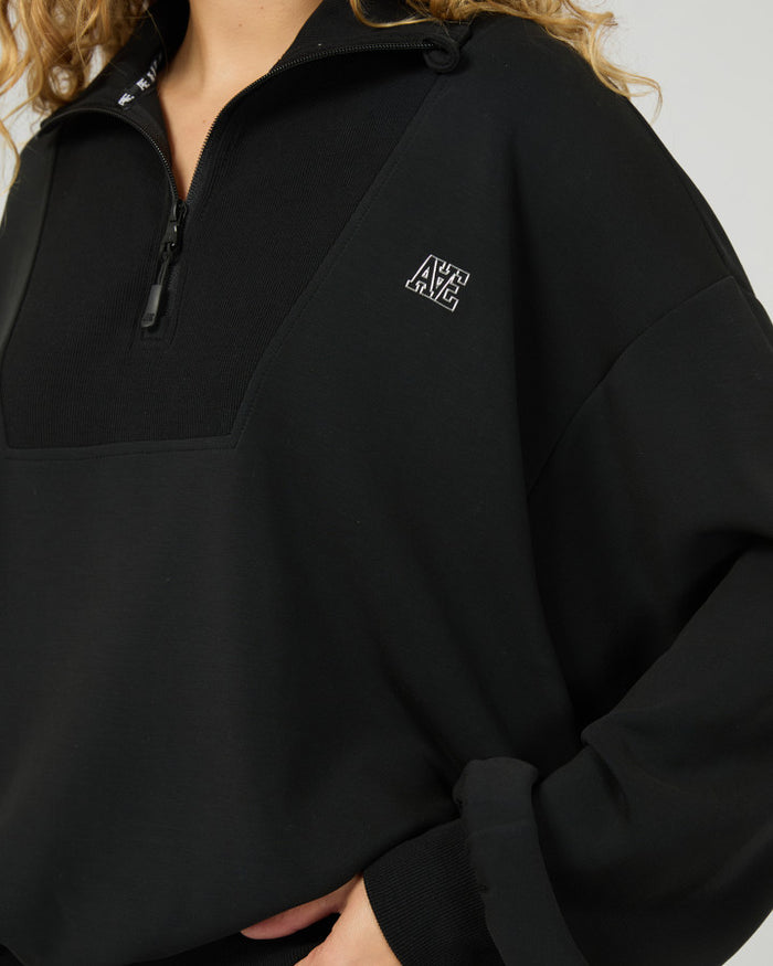 All About Eve Luxe Active 1/4 Zip Sweatshirt in Black | Women's Clothing | Gretel Lane