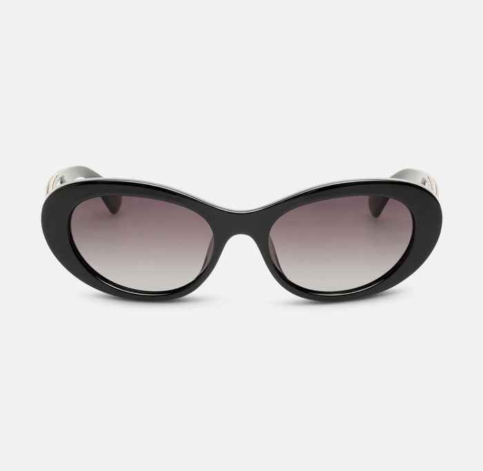 Locello Macey Women's Oval Polarised Sunglasses Black | Women's Sunglasses | Gretel Lane