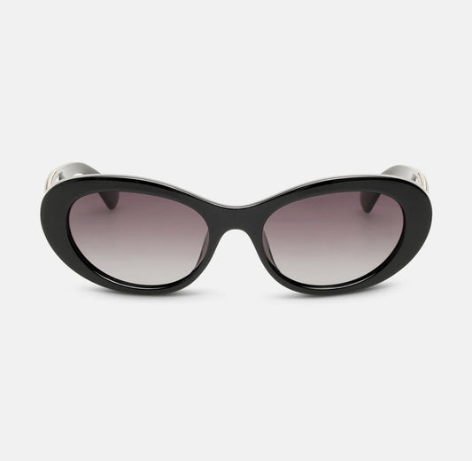 Locello Macey Women's Oval Polarised Sunglasses Black | Women's Sunglasses | Gretel Lane
