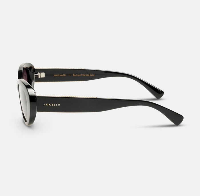 Locello Macey Women's Oval Polarised Sunglasses Black | Women's Sunglasses | Gretel Lane