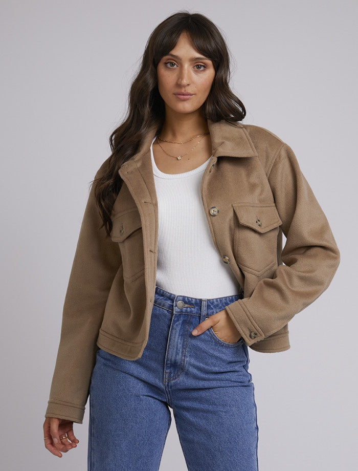 women's cropped shacket Oatmeal All About Eve