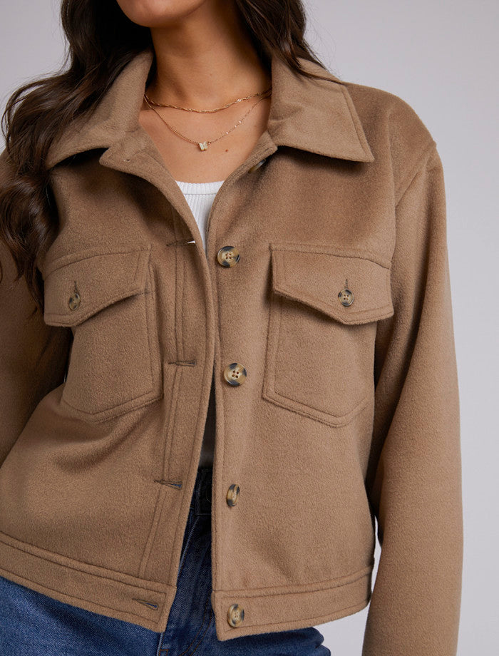 button front collared jacket brown Oatmeal