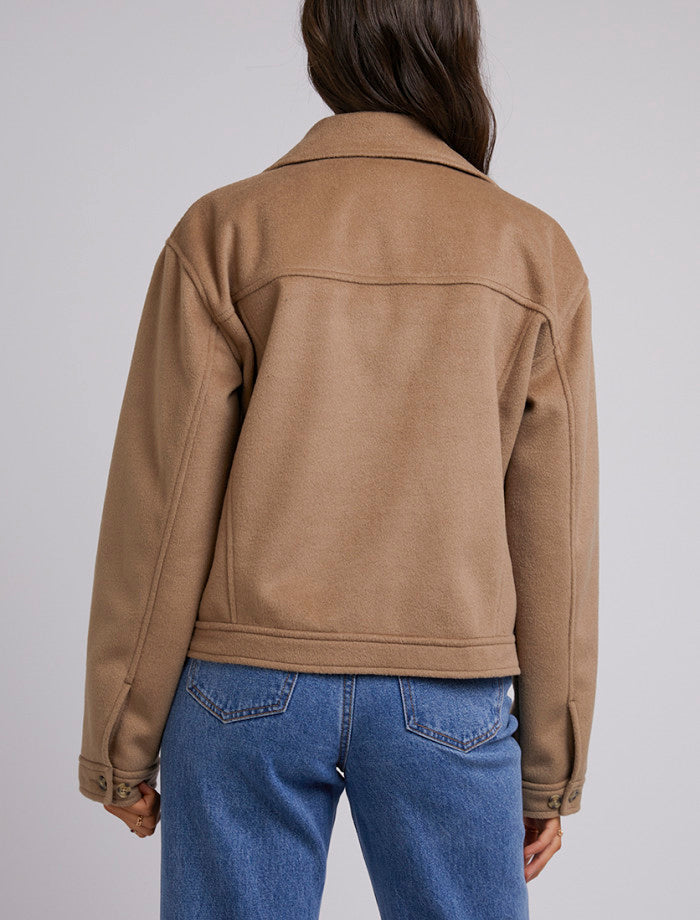 women's Oatmeal cropped shacket All About Eve