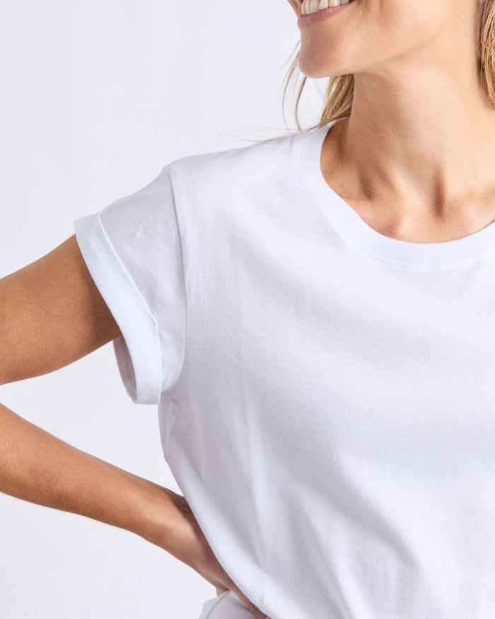 Foxwood Manly Crew Neck Cotton Tee White | Women's T-shirt | Gretel Lane