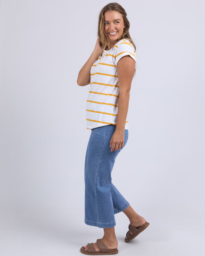 Manly Stripe Tee (White/Yellow Stripe)