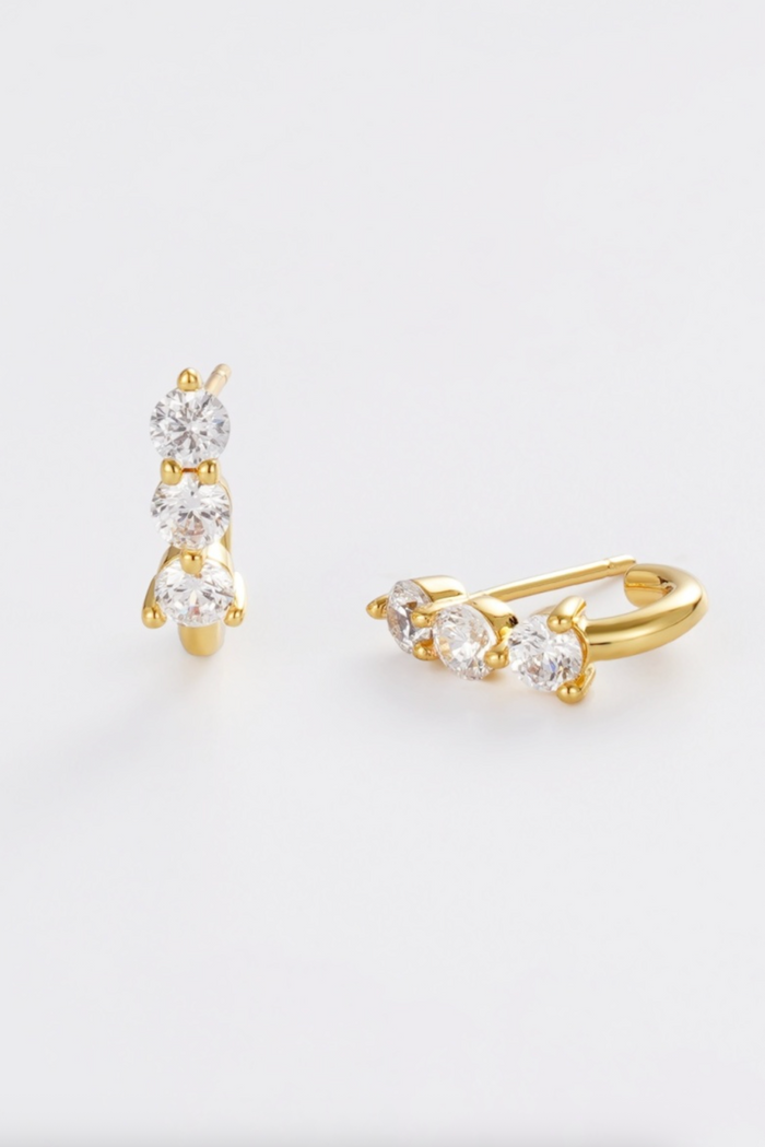 Zafino Mara Crystal Huggie Earrings Gold | Women's Gold Earrings | Gretel Lane