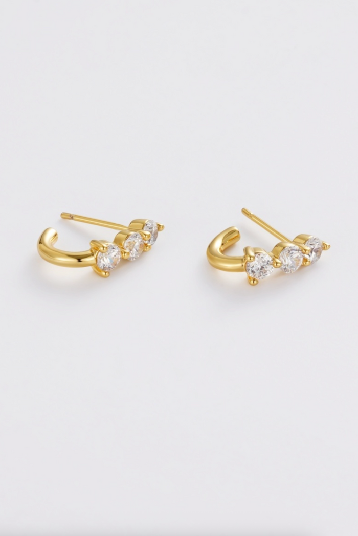 Zafino Mara Crystal Huggie Earrings Gold | Women's Gold Earrings | Gretel Lane