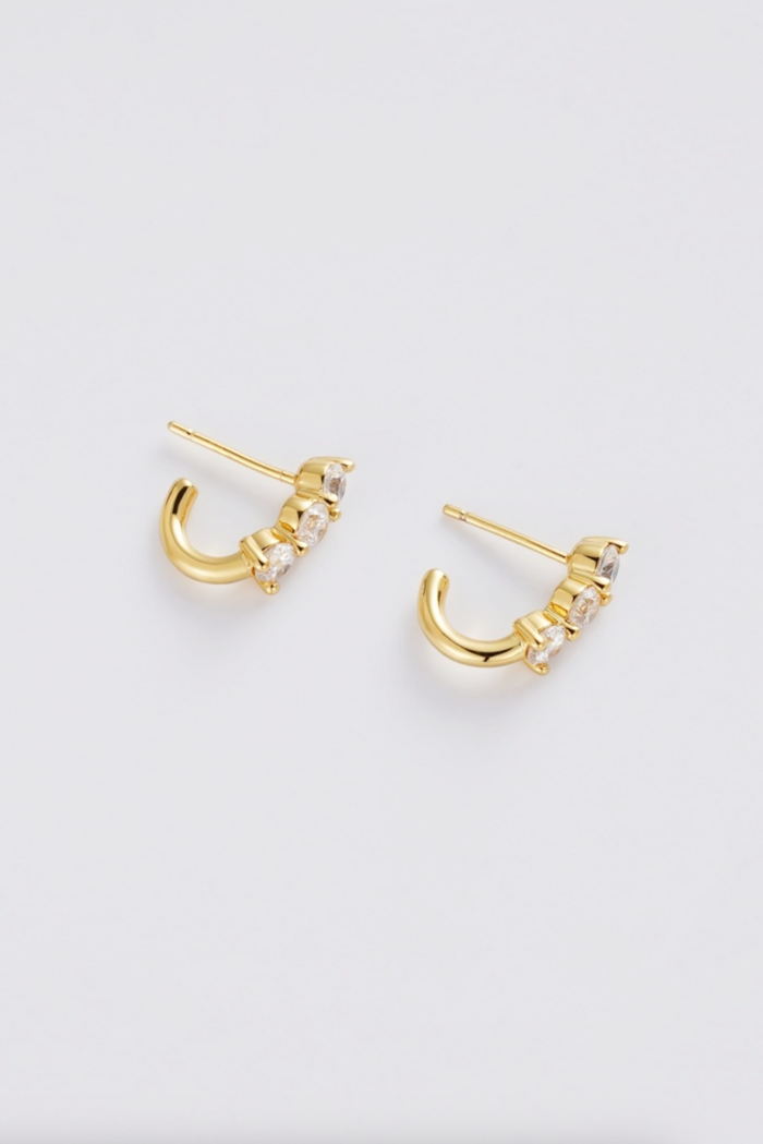 Zafino Mara Crystal Huggie Earrings Gold | Women's Gold Earrings | Gretel Lane
