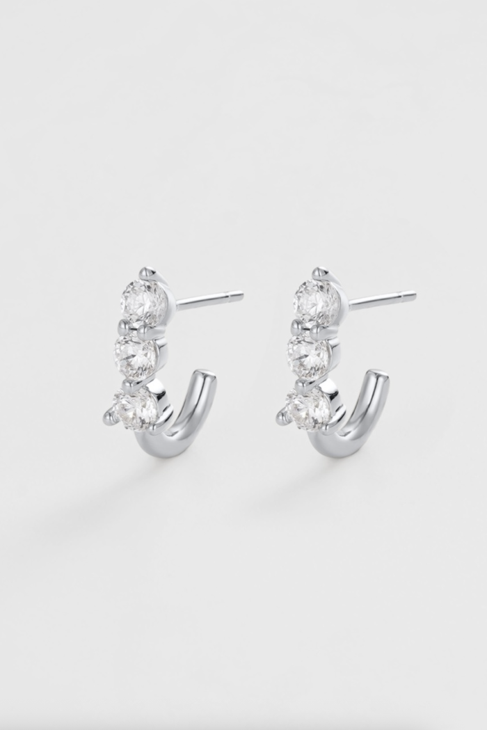 Zafino Mara Crystal Huggie Earrings Silver | Women's Jewellery | Gretel Lane