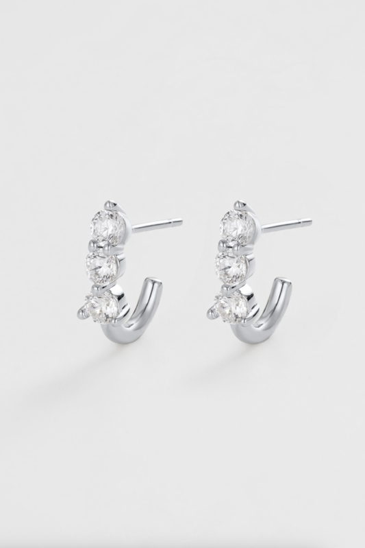 Zafino Mara Crystal Huggie Earrings Silver | Women's Jewellery | Gretel Lane